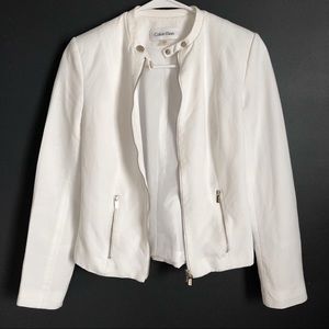 Calvin Klein White Lux Jacket with Gold Zippers